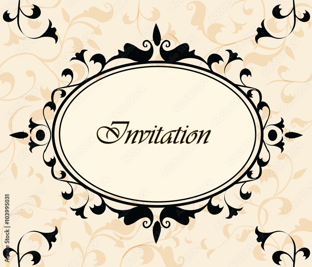 Vintage Invitation with floral ornaments. Vector