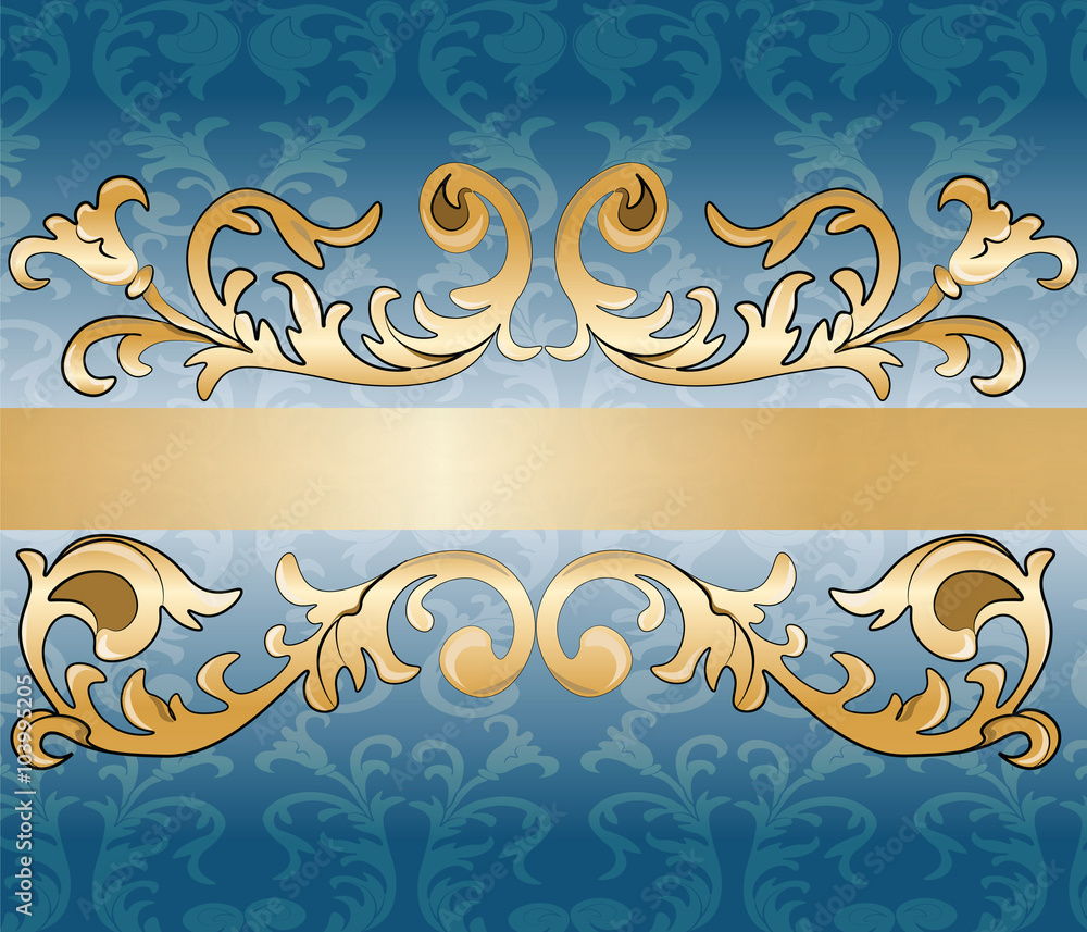 Royal imperial classic ornament damask invitation in gold. Vector Royal imperial classic ornament damask invitation in gold. Vector