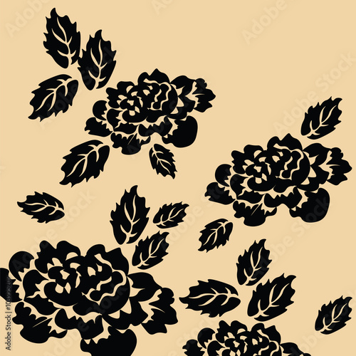 Black roses background. Vector