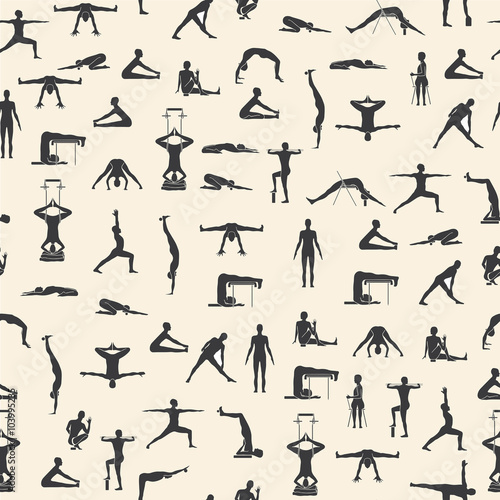 Set of yoga poses in vector.