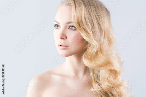 Portrait of beautiful blonde. Health and Beauty.