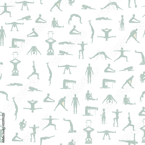 Yoga poses pattern in vector