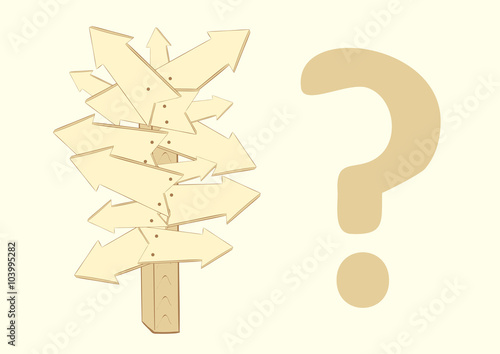 Conceptual sign with a question