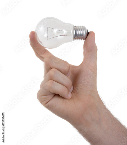 Hand holding an light bulb