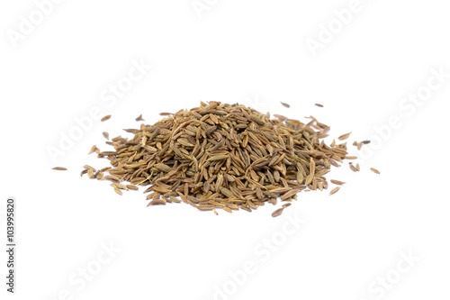 Aromatic cumin spice isolated on white background