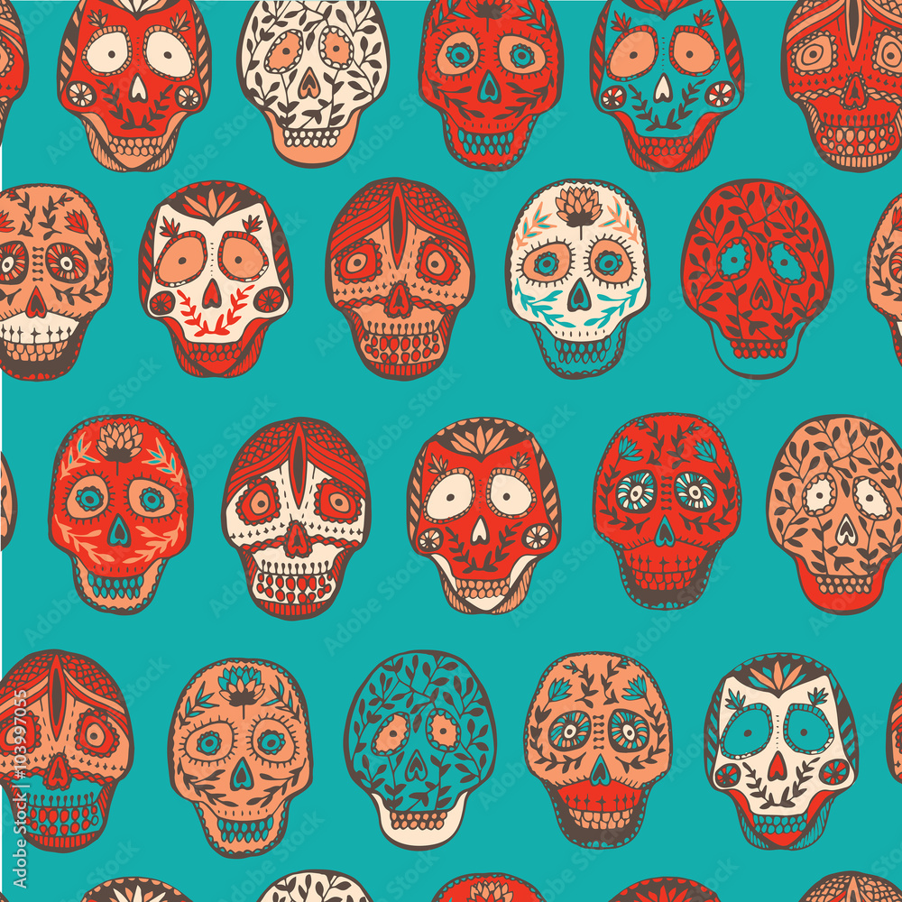 Mexican scull pattern in vector.