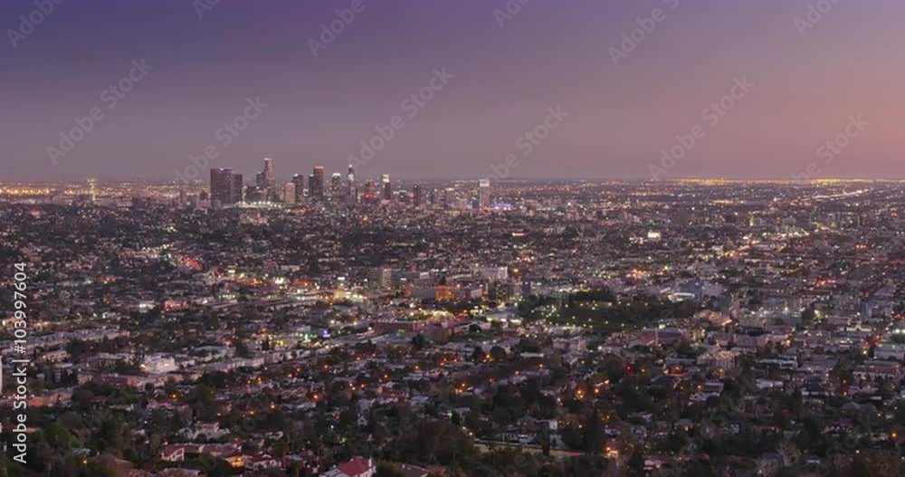 A looping dusk Los Angeles skyline timelapse. A looping dusk Los Angeles skyline timelapse.