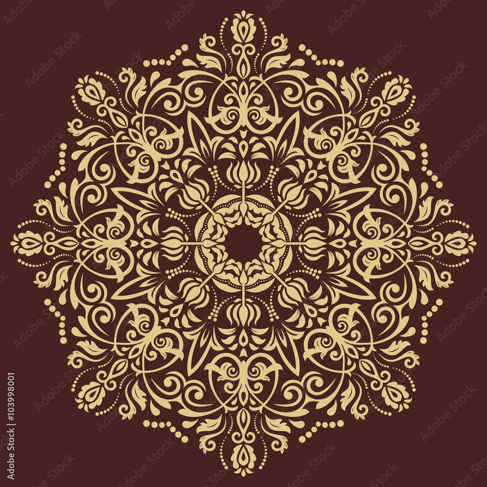 Elegant vector golden ornament in the style of barogue. Abstract traditional pattern with oriental elements Elegant vector golden ornament in the style of barogue. Abstract traditional pattern with oriental elements