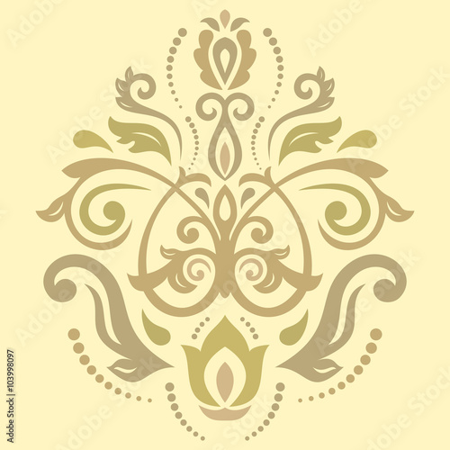 Oriental vector golden pattern with arabesques and floral elements. Traditional classic ornament