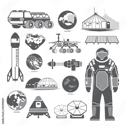 Black vector elements on the theme of astronomy