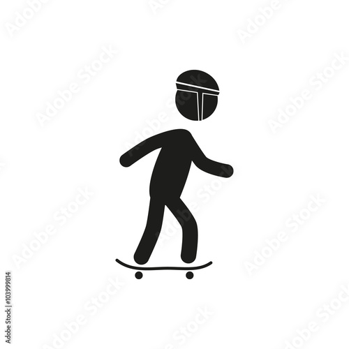 Vector riding skateboard illustration stick figure