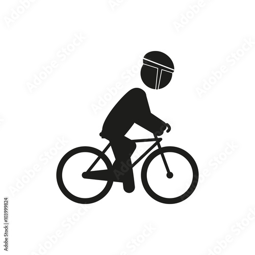 Male bicyclist riding bicycle isolated against