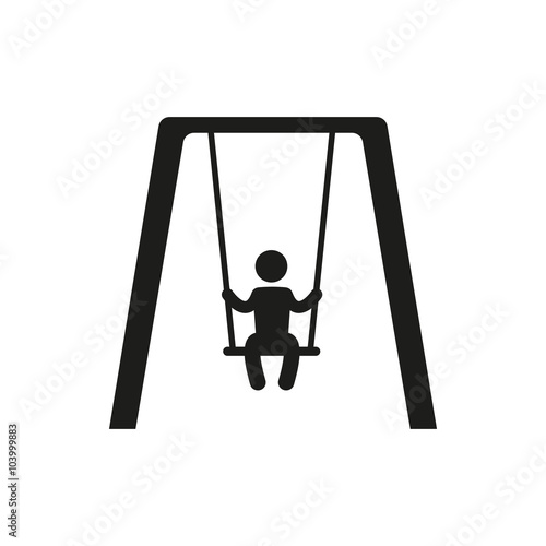 Boy swinging on a swing in the park silhouette vector illustration