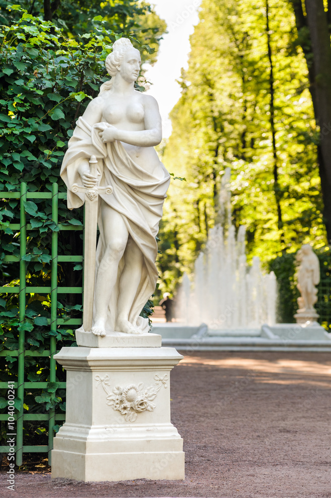 Ivstitia statue in the Summer Garden, St Petersburg, Russia