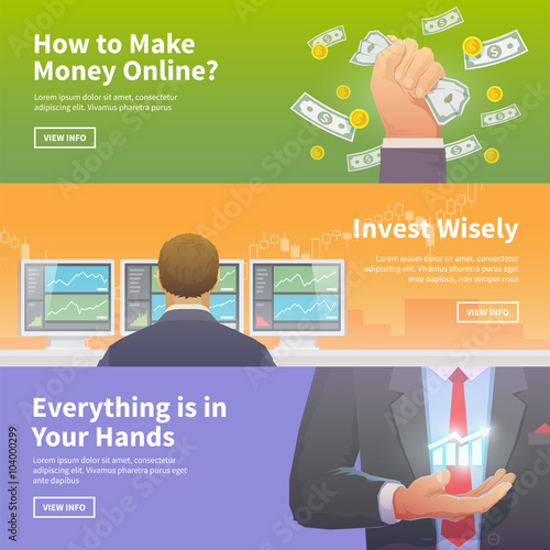 Stock exchange trading set of web banners