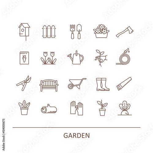 Gardening, farming and agriculture elements for info graphics, websites and print media. Vector line icons.
