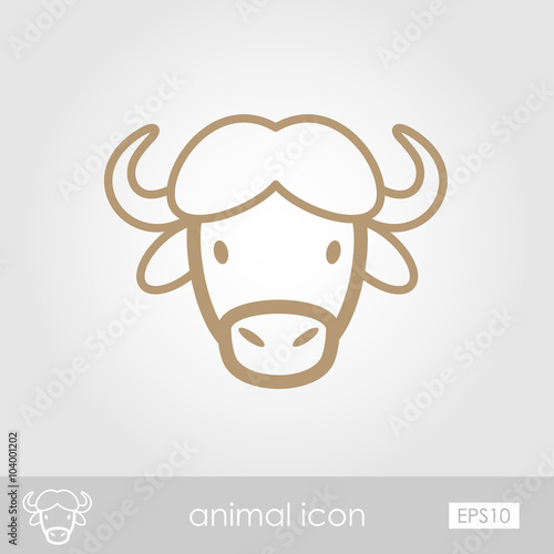 Buffalo bison ox icon. Animal head vector symbol