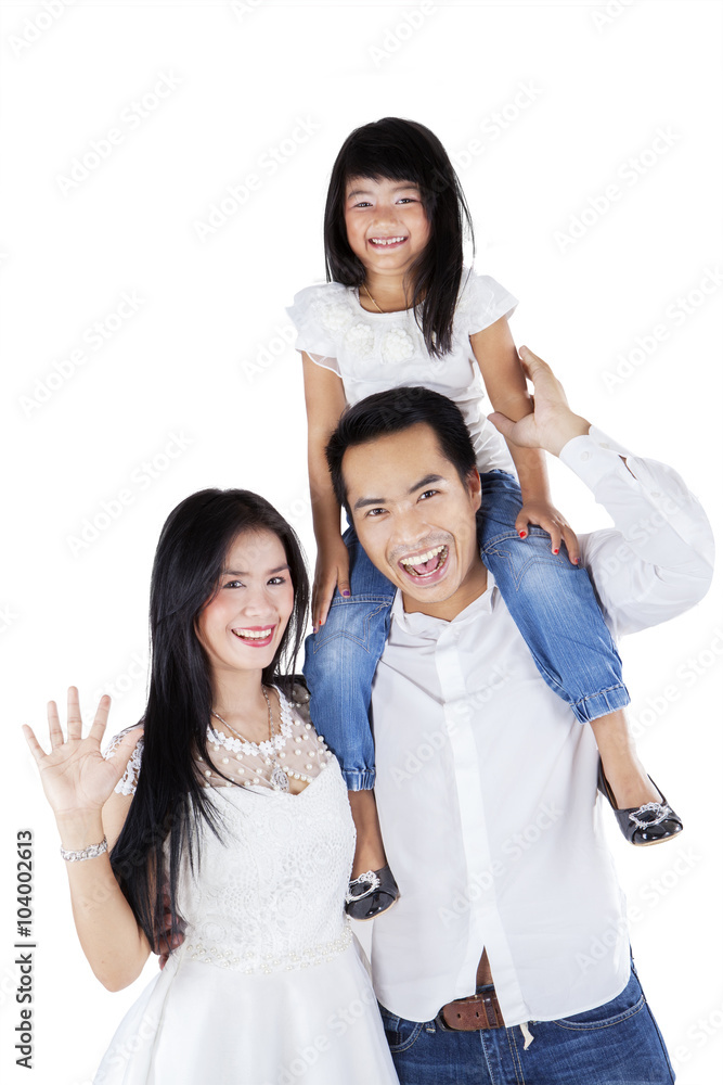 Happy Asian family on white background Happy Asian family on white background