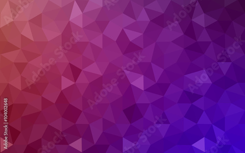 Multicolor pink, red, orange polygonal design pattern, which consist of triangles and gradient in origami style.