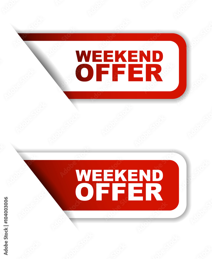 red set vector paper stickers weekend offer red set vector paper stickers weekend offer