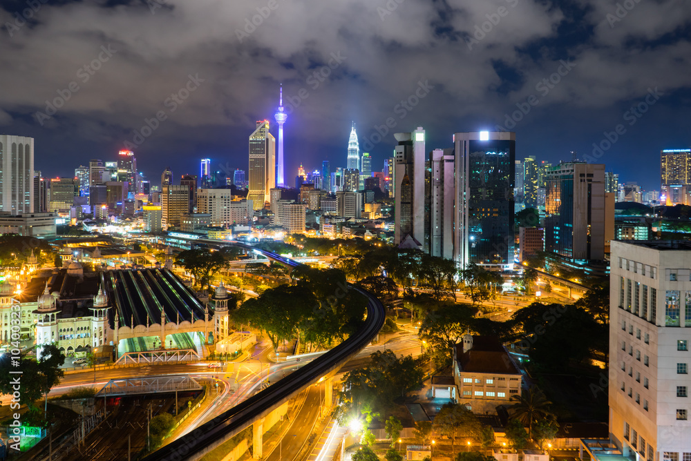 Kuala Lumpur City Skyline at Night