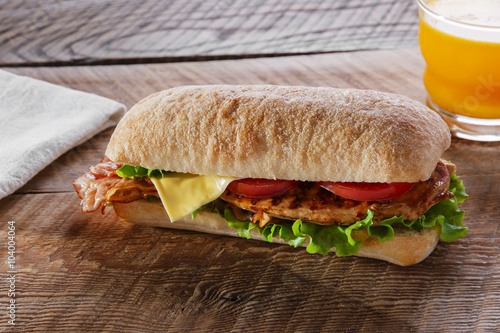 Canvas Print Sandwich with grilled chicken tomato bacon cheese