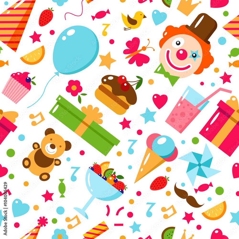 Naklejka premium Seamless Birthday Pattern