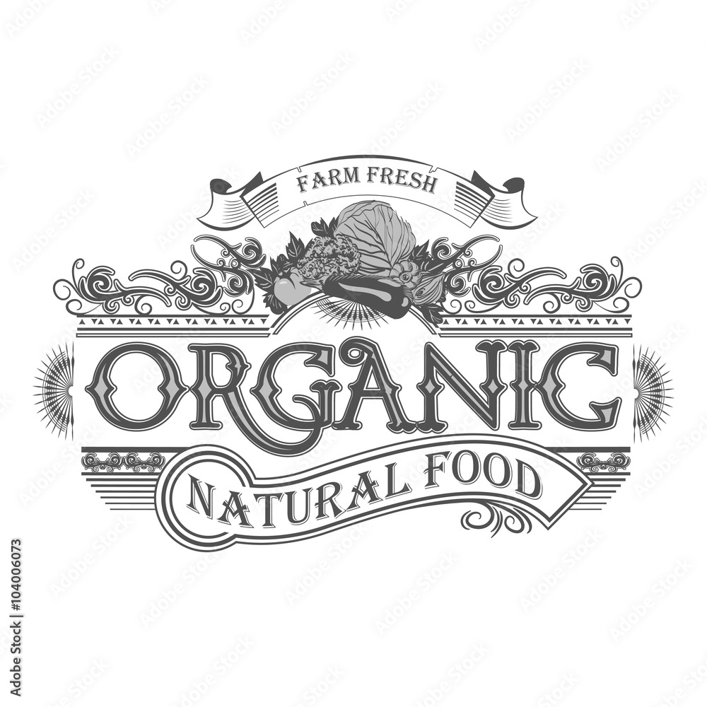 Vector retro farm fresh emblem. Vintage organic food logo Stock Vector ...