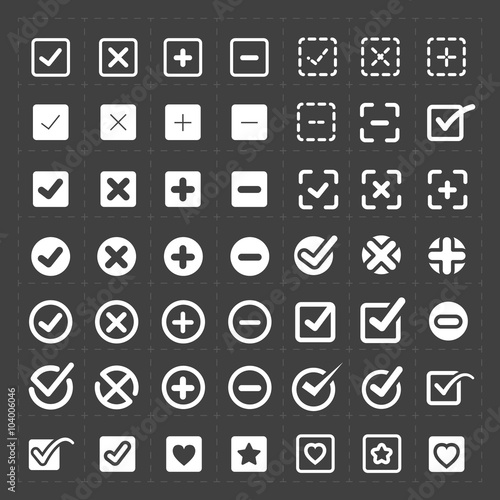Vector white confirm icons set 