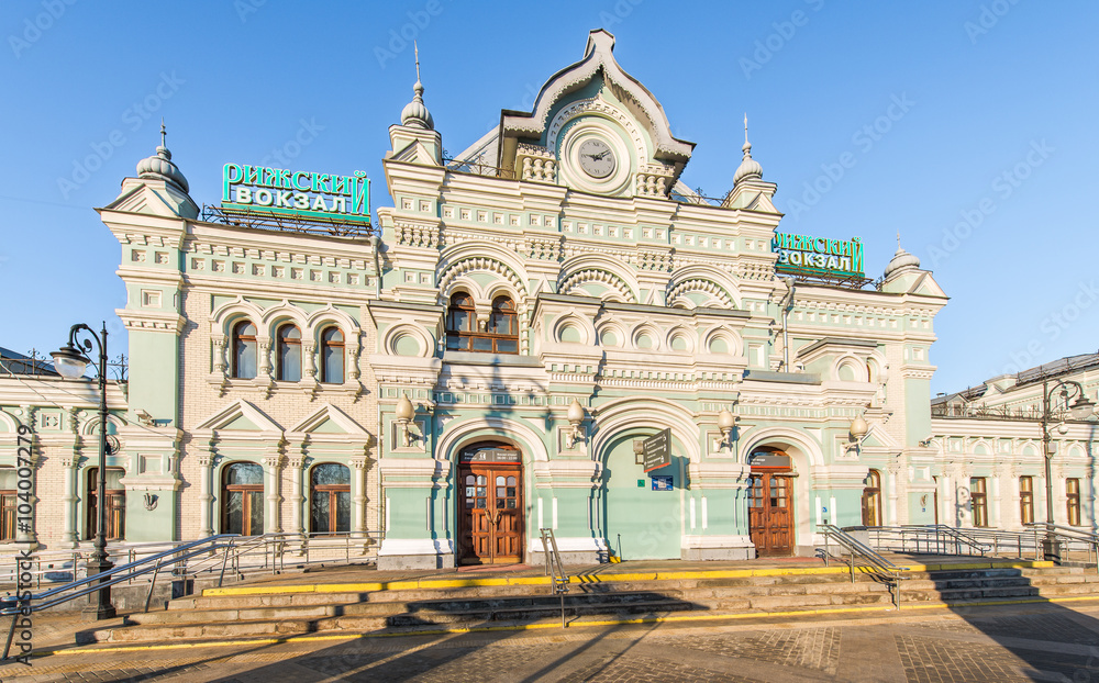 Moscow, Russia - February 28, 2016: the Riga station. One of nine railway stations in Moscow.