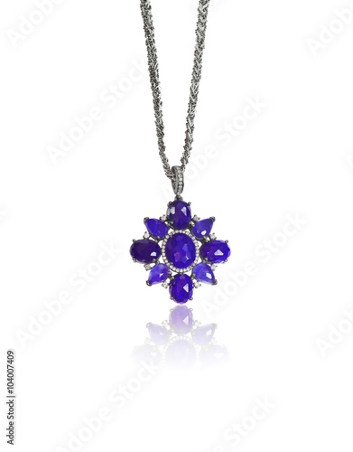 Beautiful Lapis Lazuli blue diamond accented necklace.