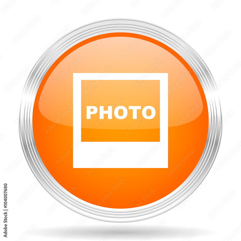 photo orange silver metallic metallic chrome web circle glossy icon photo orange silver metallic metallic chrome web circle glossy icon