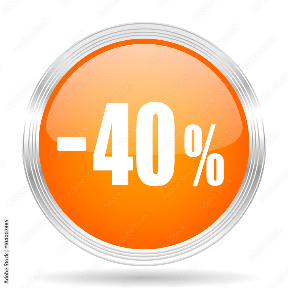 40 percent sale retail orange silver metallic metallic chrome web circle glossy icon 40 percent sale retail orange silver metallic metallic chrome web circle glossy icon
