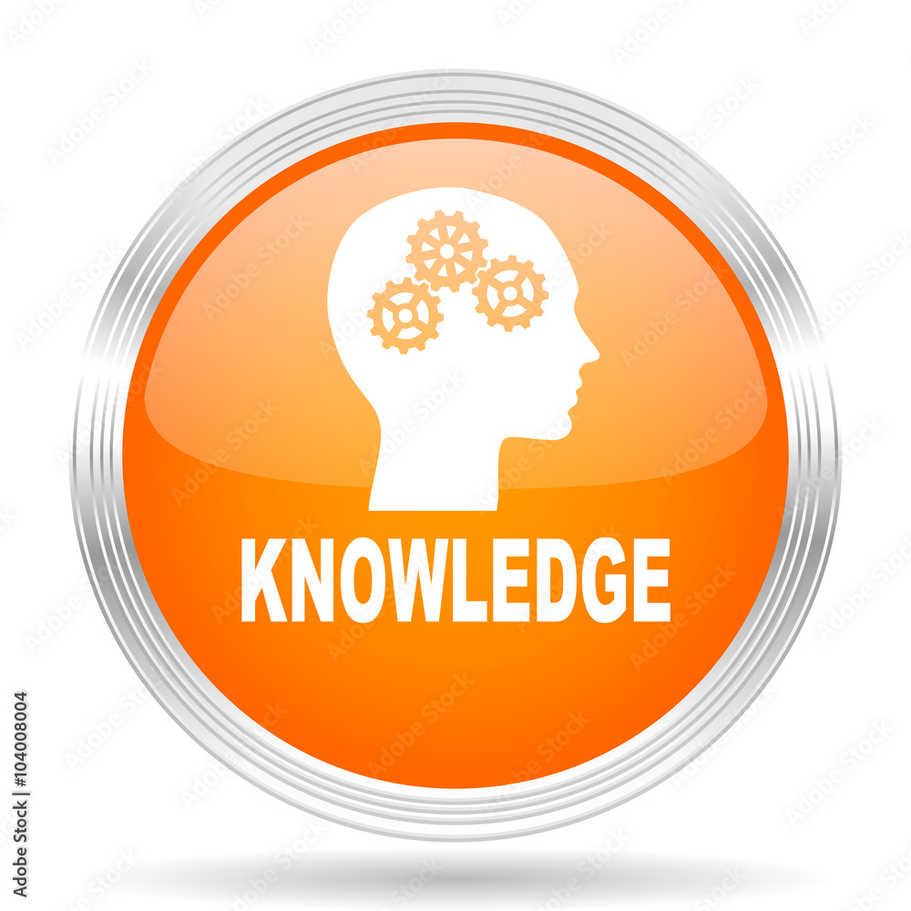 knowledge orange silver metallic metallic chrome web circle glossy icon knowledge orange silver metallic metallic chrome web circle glossy icon