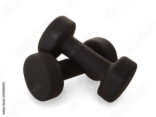 Black dumbbells isolated