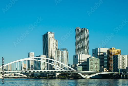 View of tokyo cityscape with blue sky