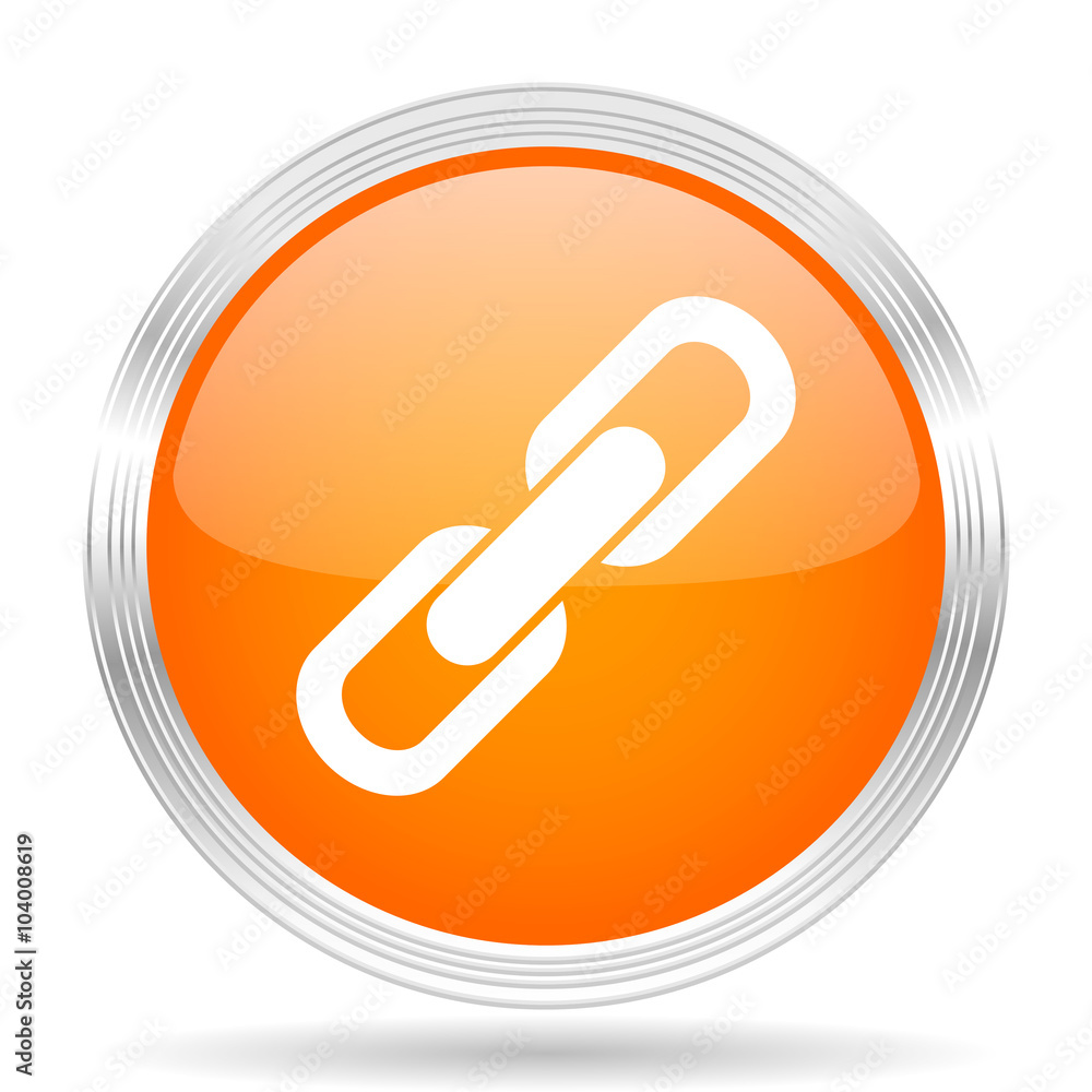 link orange silver metallic metallic chrome web circle glossy icon link orange silver metallic metallic chrome web circle glossy icon
