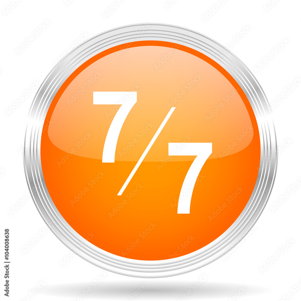 7 per 7 orange silver metallic metallic chrome web circle glossy icon 7 per 7 orange silver metallic metallic chrome web circle glossy icon