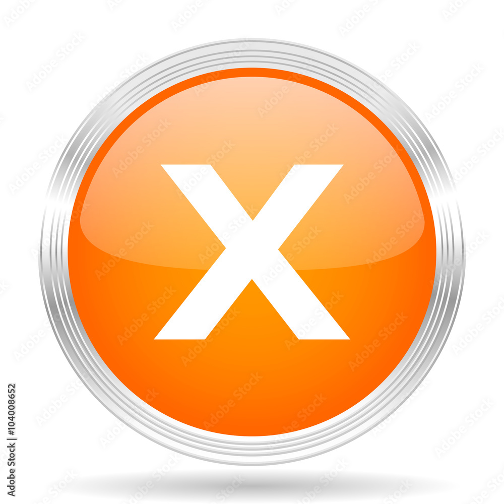 cancel orange silver metallic metallic chrome web circle glossy icon cancel orange silver metallic metallic chrome web circle glossy icon