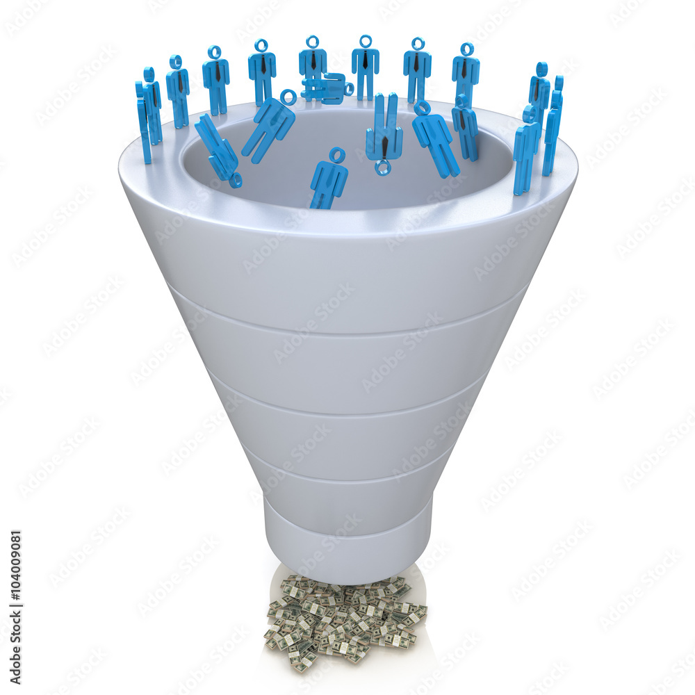 Sales Funnel over a white background Sales Funnel over a white background