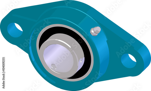 Flange bearing unit (housing). Vector illustration.