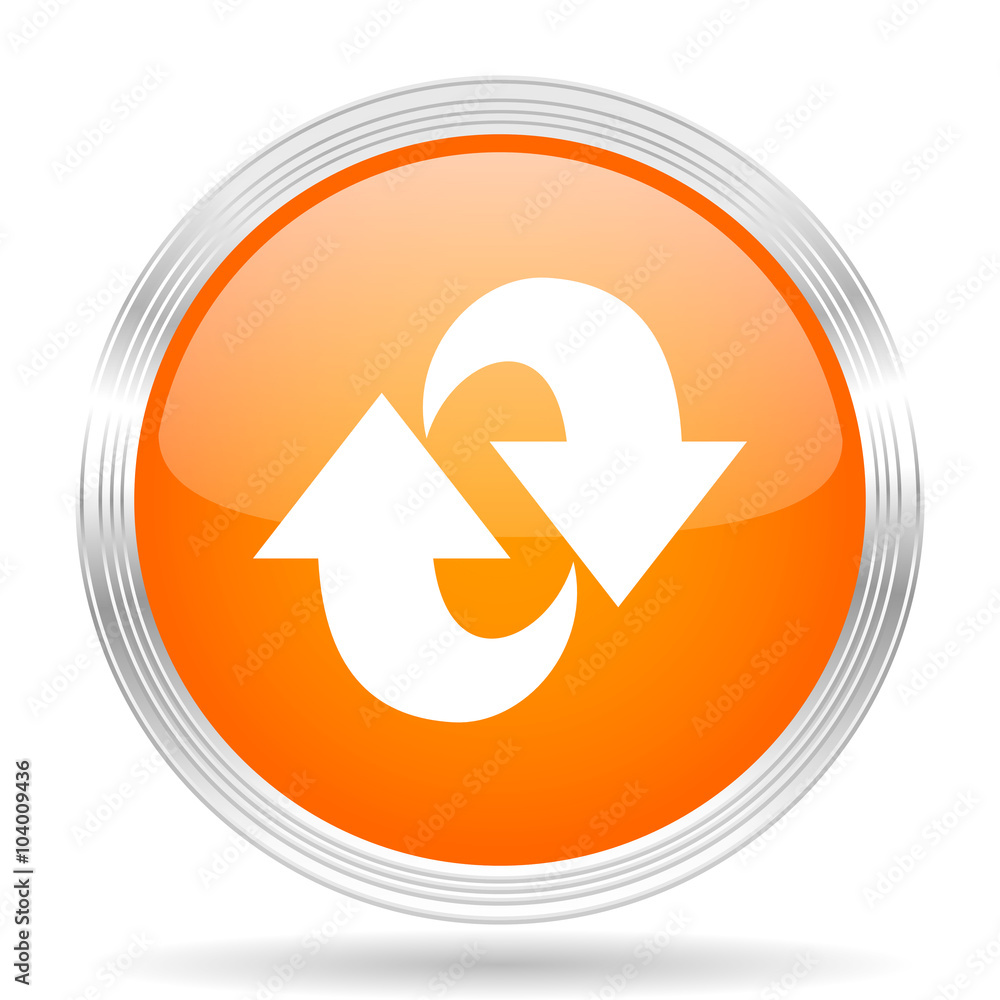 rotation orange silver metallic metallic chrome web circle glossy icon rotation orange silver metallic metallic chrome web circle glossy icon
