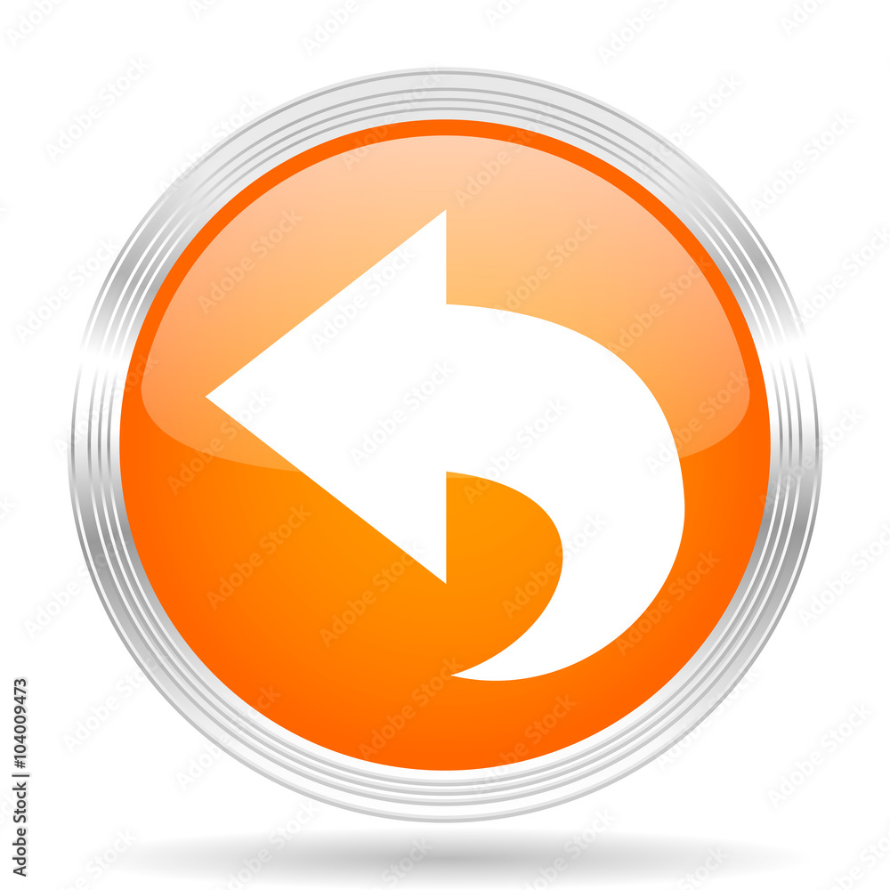 back orange silver metallic metallic chrome web circle glossy icon back orange silver metallic metallic chrome web circle glossy icon