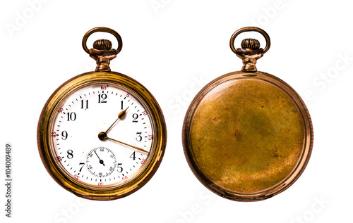 Antique Pocket Watch Isolated on White (Clipping path)