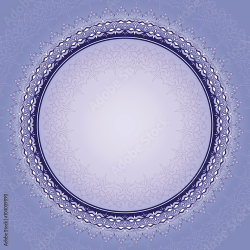 Decorative round frame on light violet.