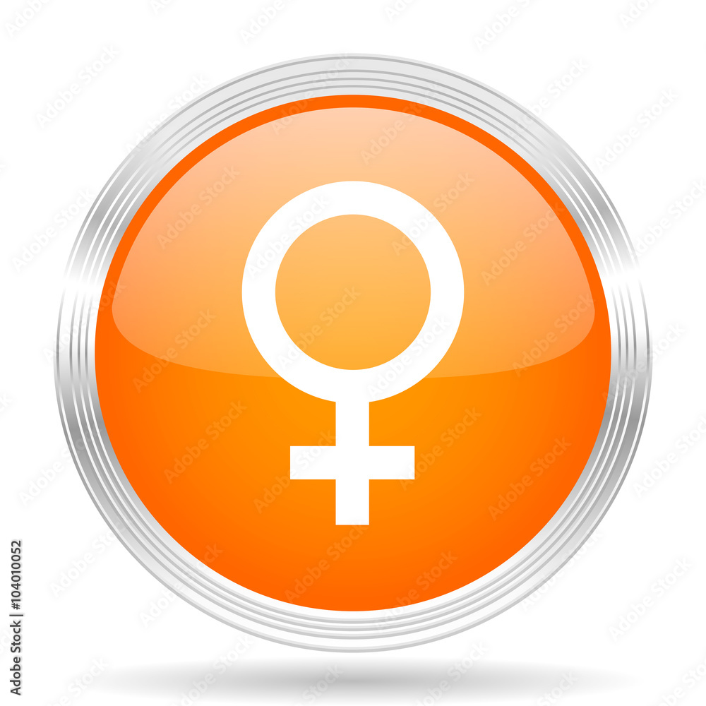 female orange silver metallic metallic chrome web circle glossy icon female orange silver metallic metallic chrome web circle glossy icon