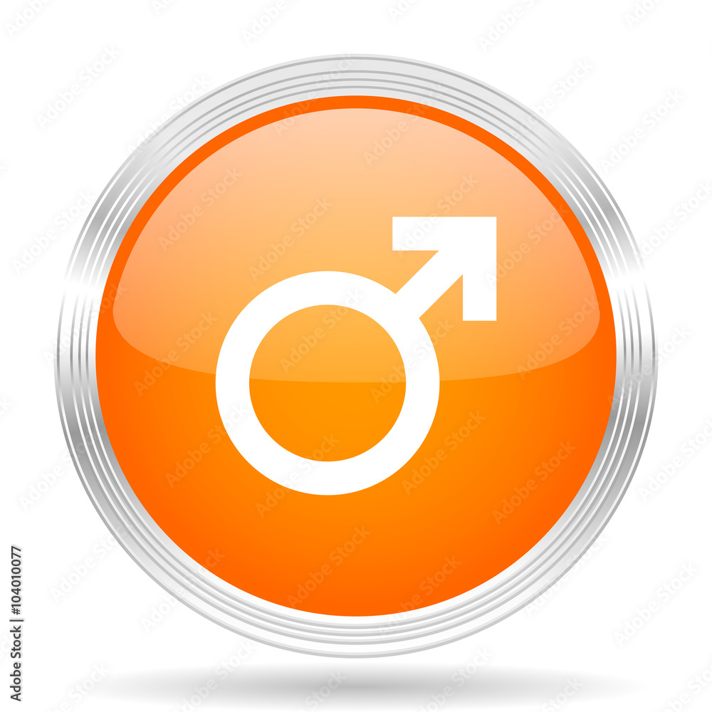 male orange silver metallic metallic chrome web circle glossy icon male orange silver metallic metallic chrome web circle glossy icon
