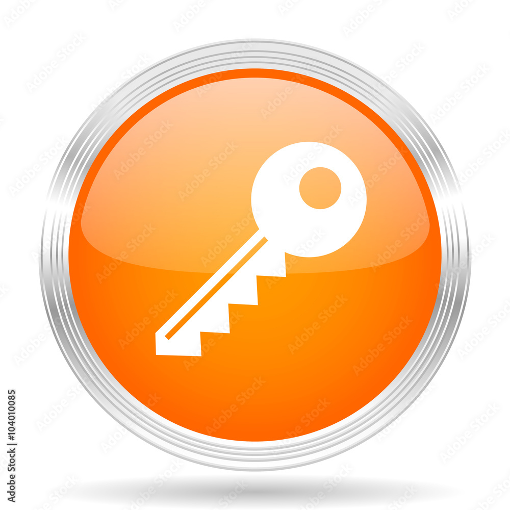 key orange silver metallic metallic chrome web circle glossy icon key orange silver metallic metallic chrome web circle glossy icon