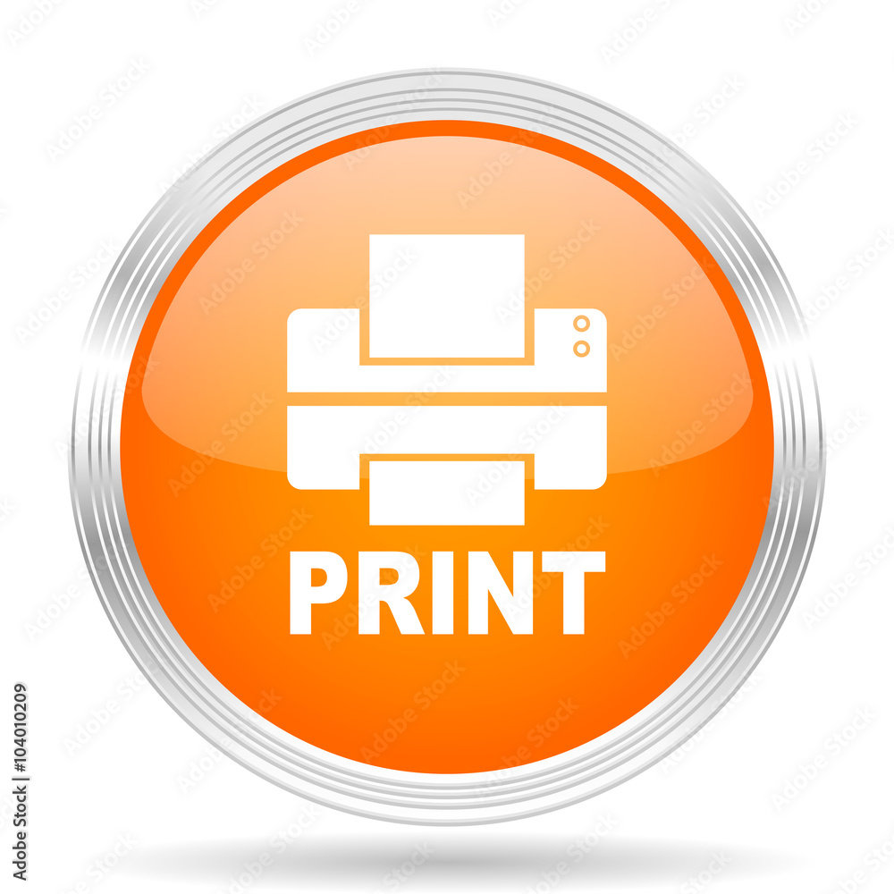 printer orange silver metallic metallic chrome web circle glossy icon printer orange silver metallic metallic chrome web circle glossy icon