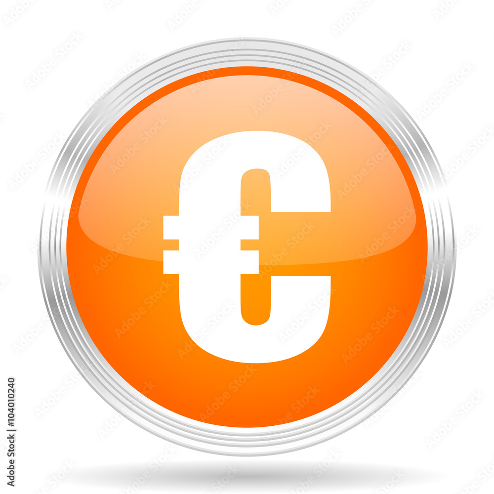 euro orange silver metallic metallic chrome web circle glossy icon euro orange silver metallic metallic chrome web circle glossy icon